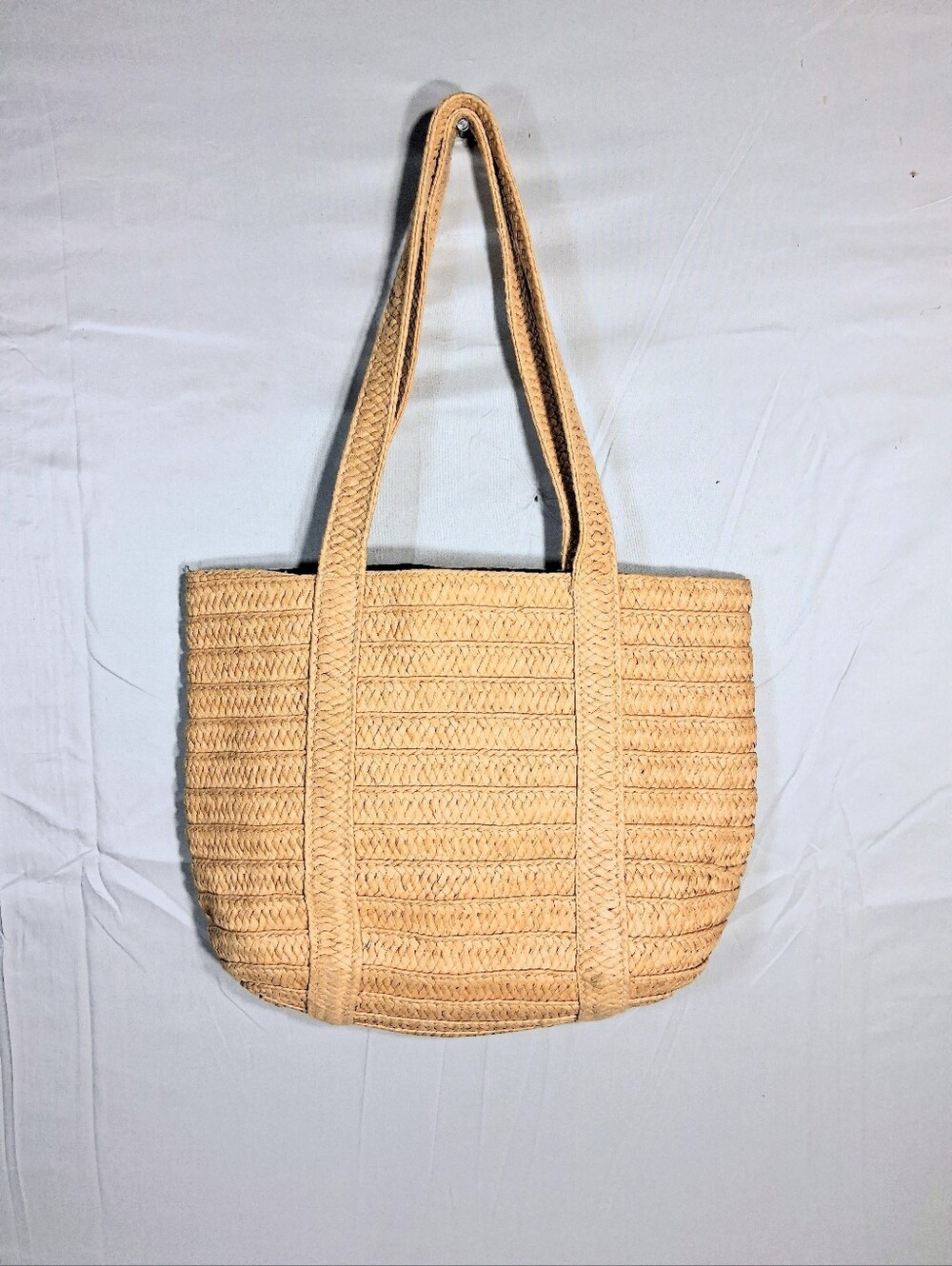 Draper James Straw Raffia Magnetic Snap Closure Inner Zip Pocket 15"x12" Tote